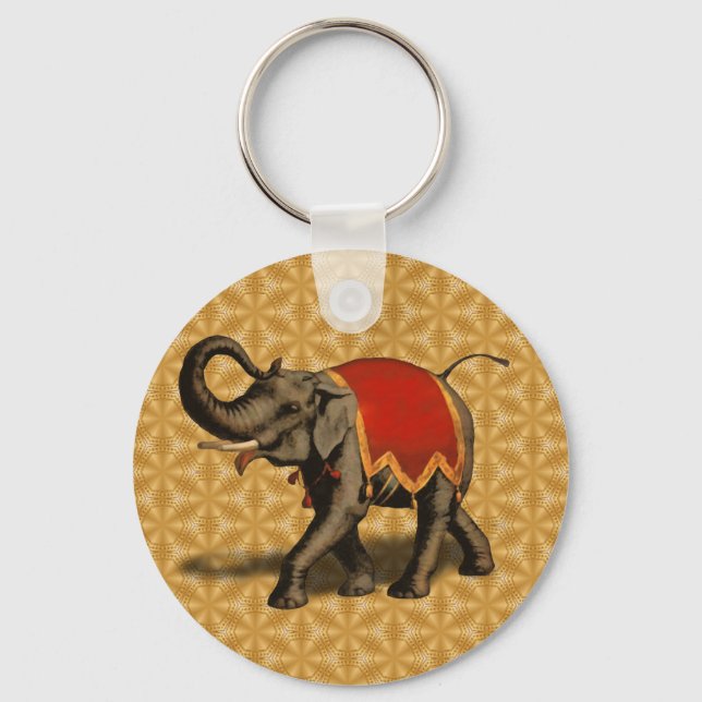 Indian Elephant w/Red Cloth Keychain (Front)