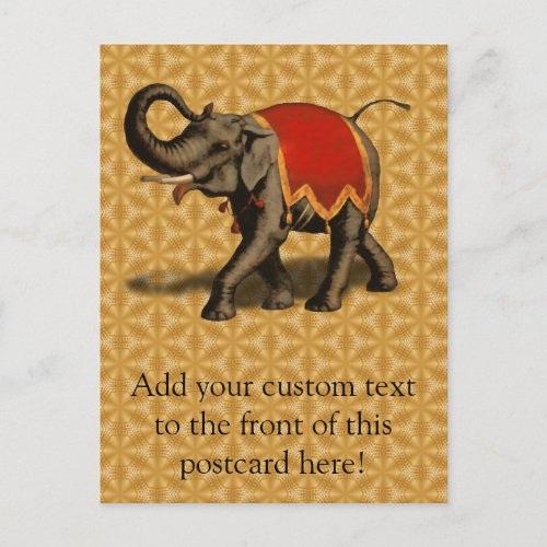 Indian Elephant wRed Cloth Postcard