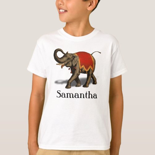 Indian Elephant wRed Cloth T_Shirt