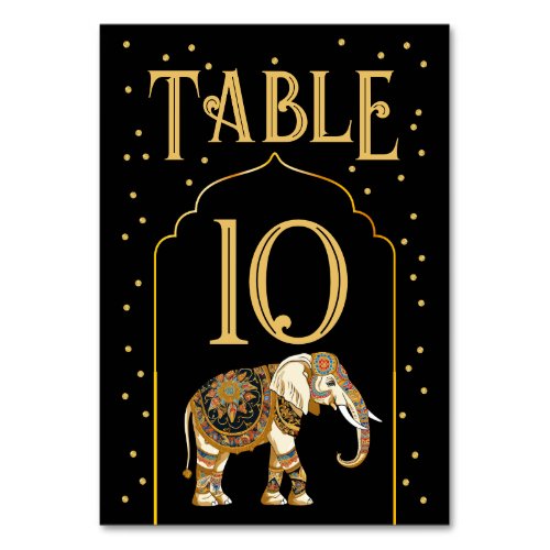 Indian Elephant Wedding table number cards