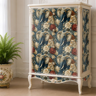 Indian Elephant with Tiger Vintage Decoupage Tissue Paper