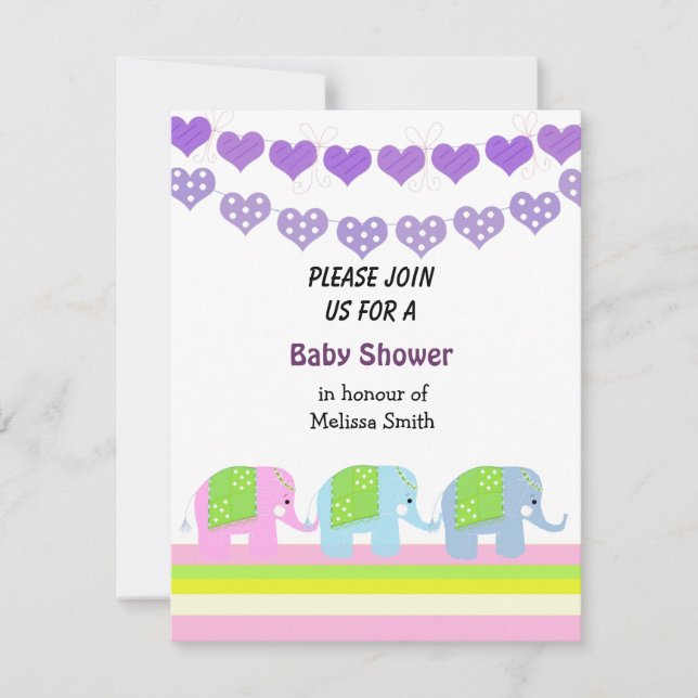 Indian Elephants Baby Shower Invitation (Front)