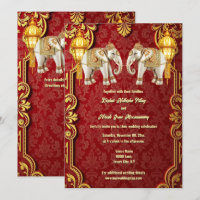 Indian elephants burgundy gold lanterns Hindi chic