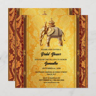 Indian elephants gold paisley luxurious bridal holiday card