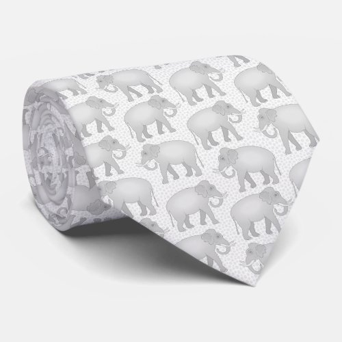 Indian Elephants Grey and Whire Neck Tie