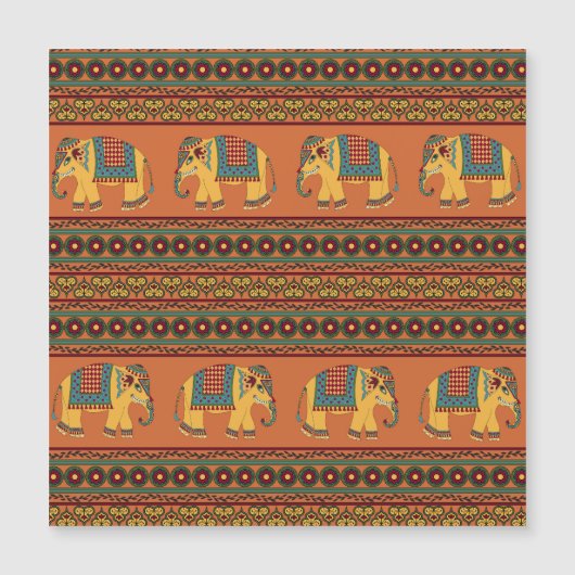 Indian Elephants, Orange Traditional Seamless. (Front)