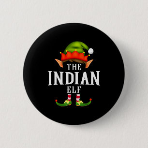 Indian Elf Group Funny Christmas Pajama Party Button
