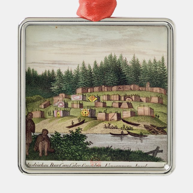 Indian Encampment on Quadra Island Metal Ornament (Front)
