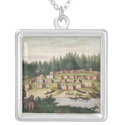 Indian Encampment on Quadra Island Silver Plated Necklace