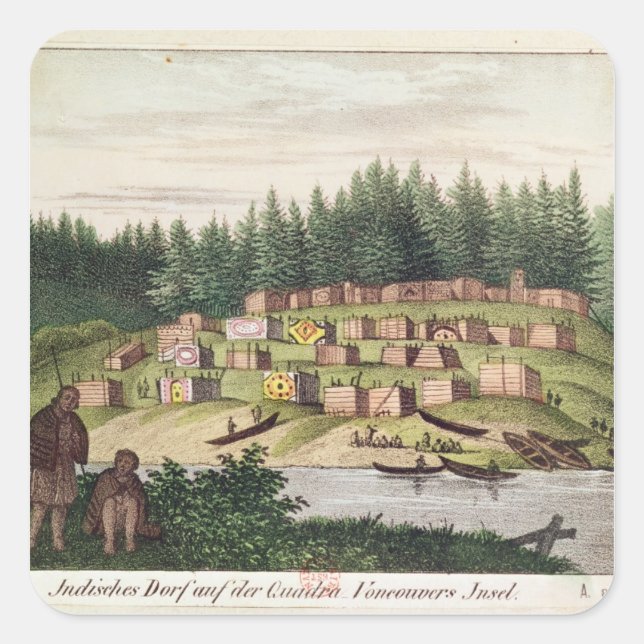 Indian Encampment on Quadra Island Square Sticker (Front)