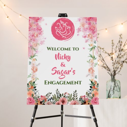 Indian Engagement Ceremony Welcome Sign Foam Board