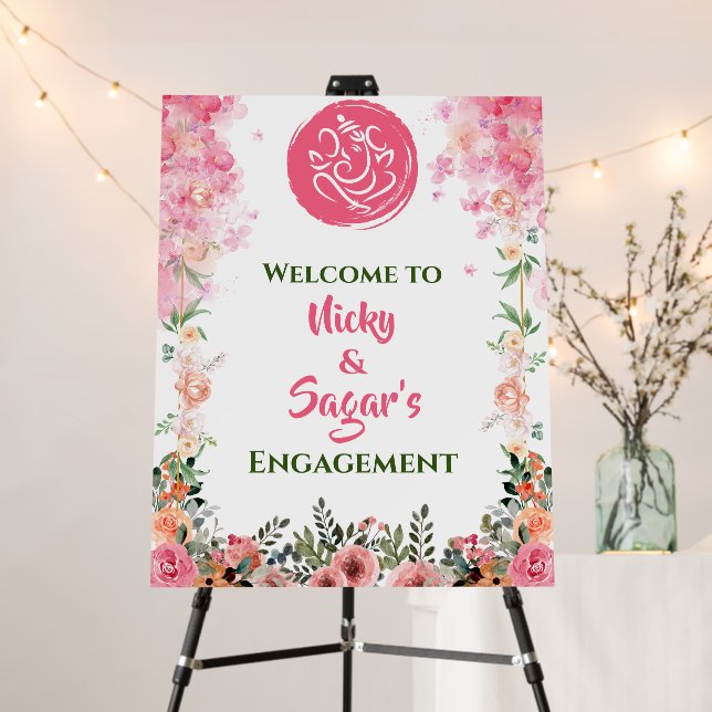 Indian Engagement Ceremony Welcome Sign Foam Board (In Situ (Stand))