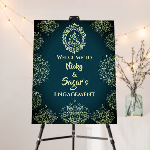 Indian Engagement Ceremony Welcome Sign Foam Board