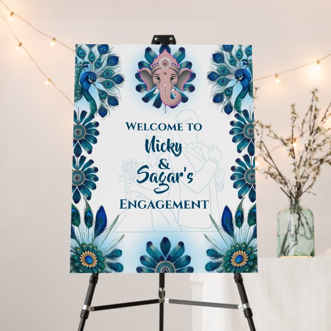 Indian Engagement Ceremony Welcome Sign Foam Board (In Situ (Stand))
