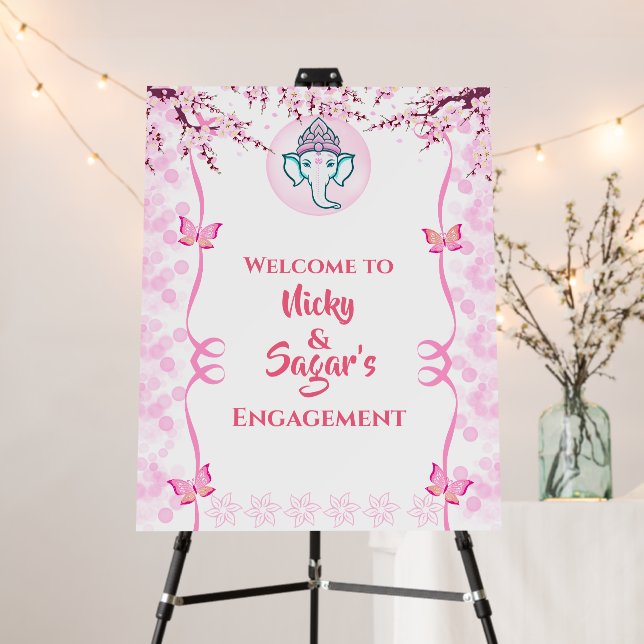 Indian Engagement Ceremony Welcome Sign Foam Board (In Situ (Stand))