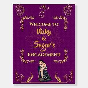 Indian Engagement Ceremony Welcome Sign Foam Board
