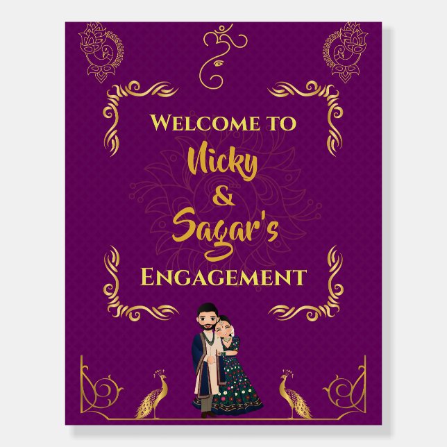 Indian Engagement Ceremony Welcome Sign Foam Board (Front)