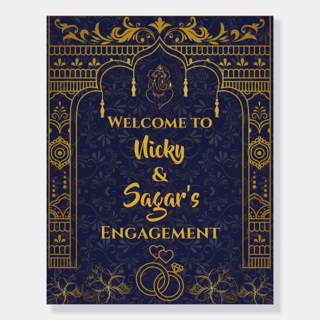 Indian Engagement Ceremony Welcome Sign Foam Board (Front)