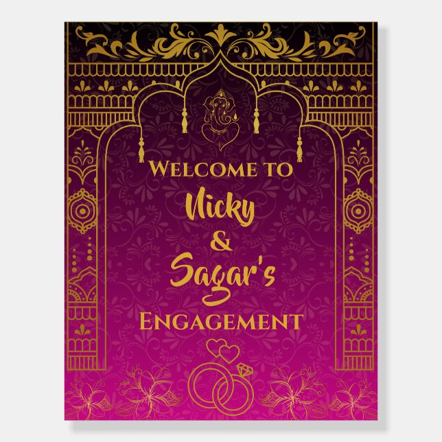 Indian Engagement Ceremony Welcome Sign Foam Board (Front)