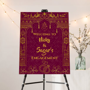 Indian Engagement Ceremony Welcome Sign Foam Board