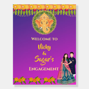 Indian Engagement Ceremony Welcome Sign Foam Board