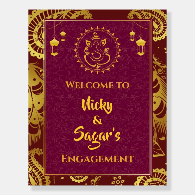 Indian Engagement Ceremony Welcome Sign Foam Board (Front)