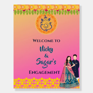 Indian Engagement Ceremony Welcome Sign Foam Board