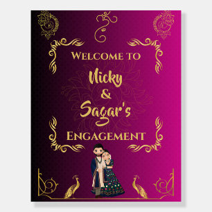 Indian Engagement Ceremony Welcome Sign Foam Board
