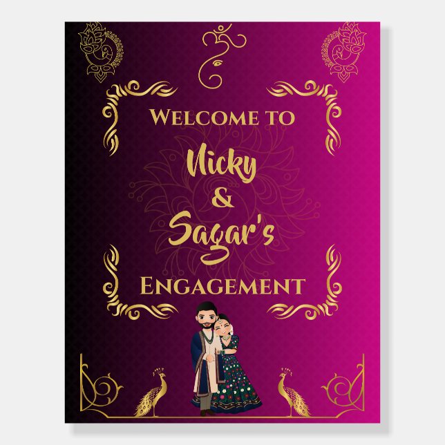 Indian Engagement Ceremony Welcome Sign Foam Board (Front)