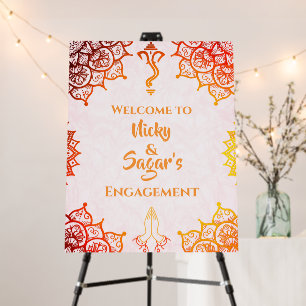 Indian Engagement Ceremony Welcome Sign Foam Board
