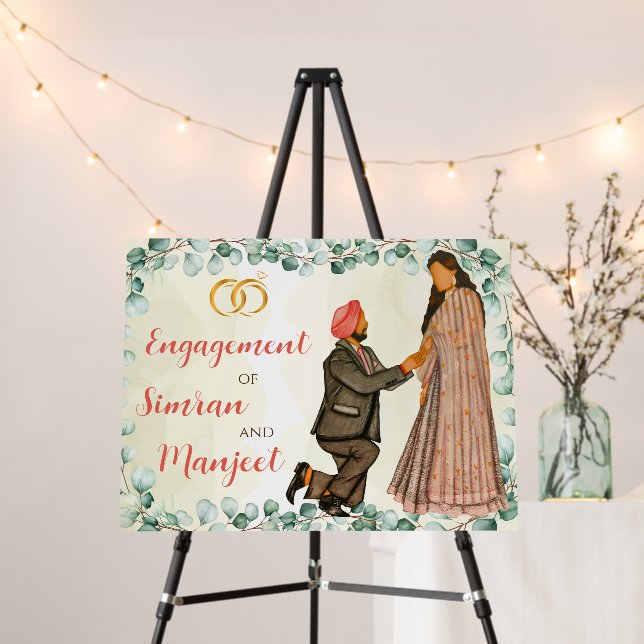 Indian Engagement Sign Ring Ceremony welcome sign (In Situ (Stand))