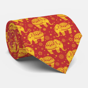 Indian ethnic vintage elephant pattern neck tie