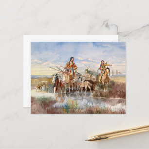 Indian Family with Travois by Charles M. Russell Holiday Postcard