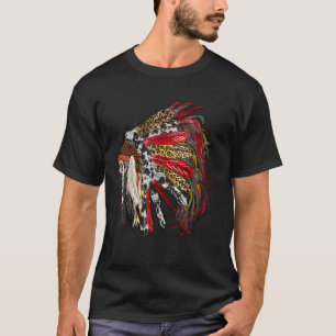 Indian Feather Headdress Western Native American T-Shirt