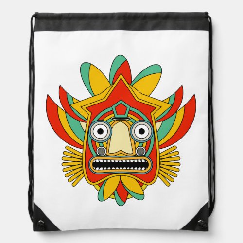 Indian Festival Tribal Mask Drawstring Bag