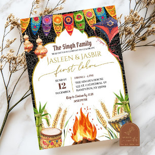 Indian First Lohri Wedding Bonfire Invitation