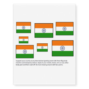 Indian flag body transfers temporary tattoos