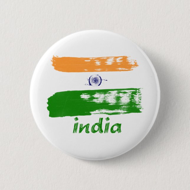 Indian Flag brush stroke design Button (Front)