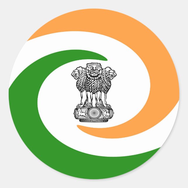 Indian flag classic round sticker (Front)