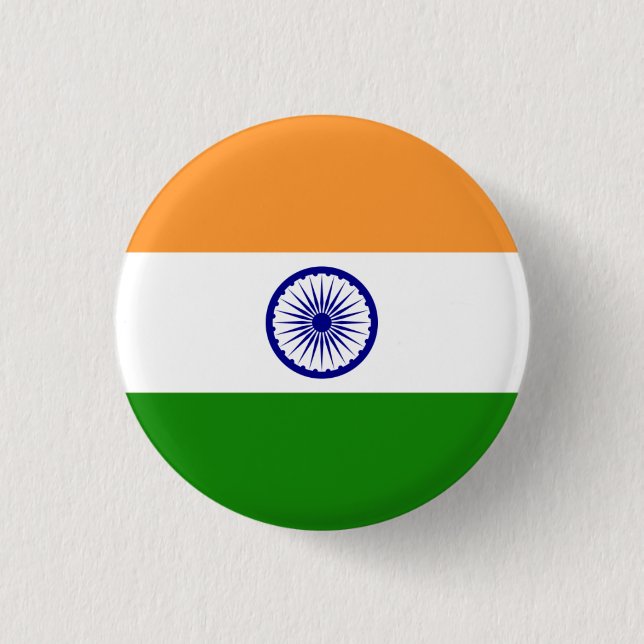 Indian Flag, Flag of India Button (Front)