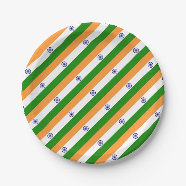 Indian Flag - High Quality Image Paper Plates (Front)
