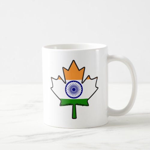 Indian Flag in Canadian Maple Leaf Items Coffee Mug