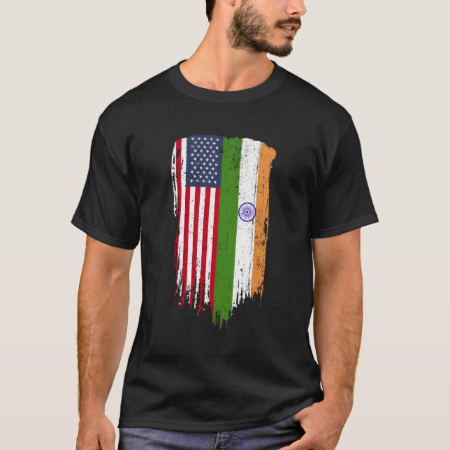 Indian Flag Indian American T-Shirt (Front)