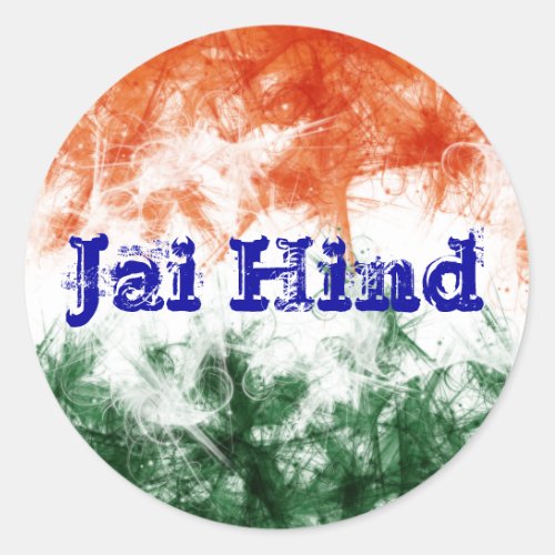 Indian Flag Jai Hind Classic Round Sticker