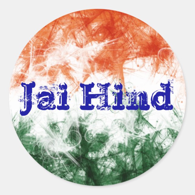 Indian Flag Jai Hind Classic Round Sticker (Front)