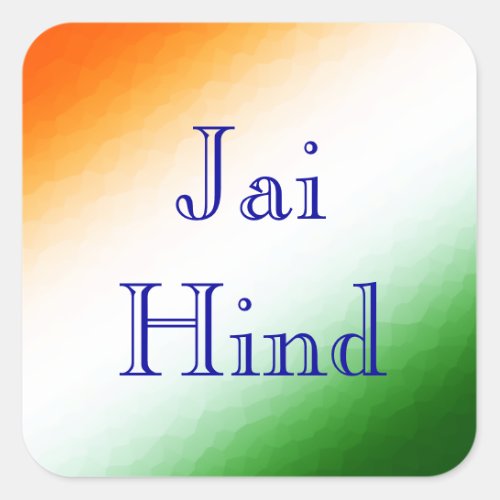 Indian Flag Jai Hind Square Sticker