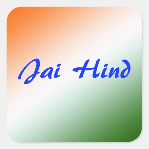 Indian Flag Jai Hind Square Sticker