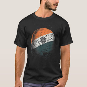 Indian Flag Moon Patriotic India National Pride T-Shirt