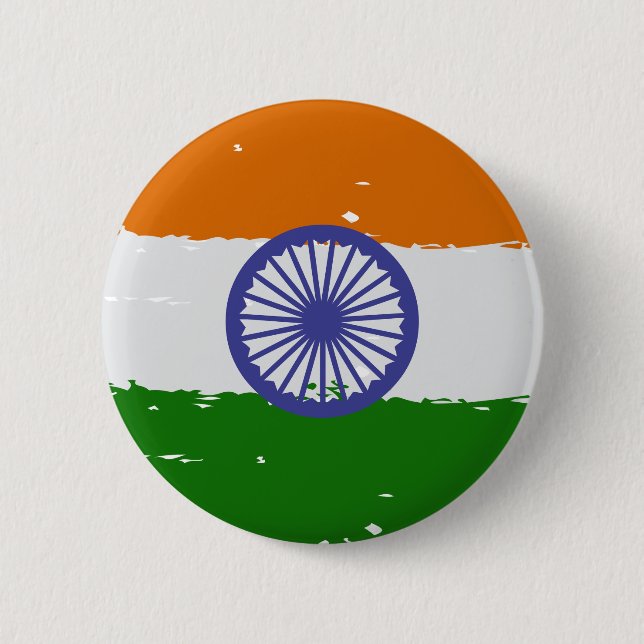 INDIAN FLAG with Brush Effect Button (Front)