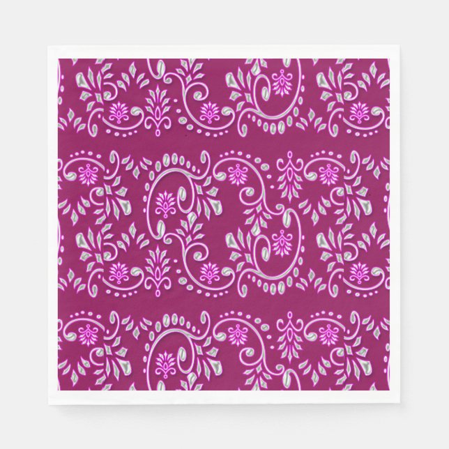 Indian fleur de lis henna pattern paper napkins (Front)